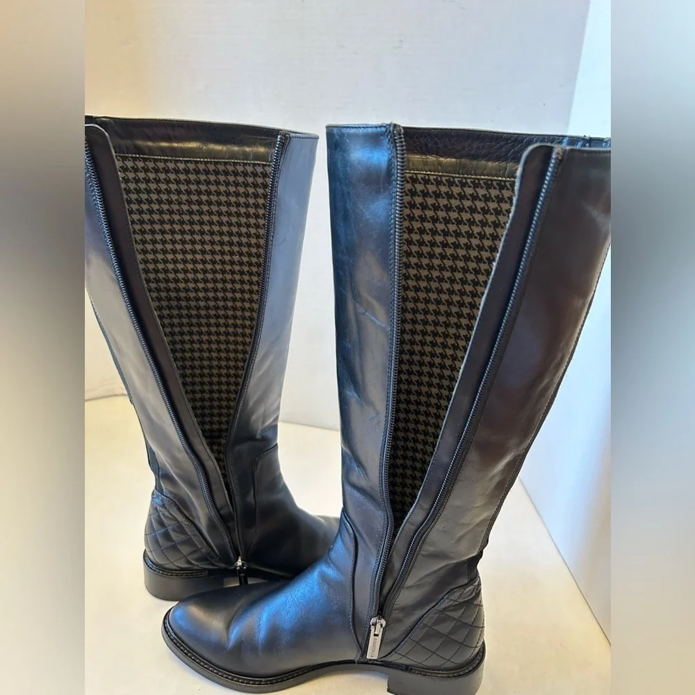Aquatalia Geneva diamond toe water proof black leather riding boots in size 7. J